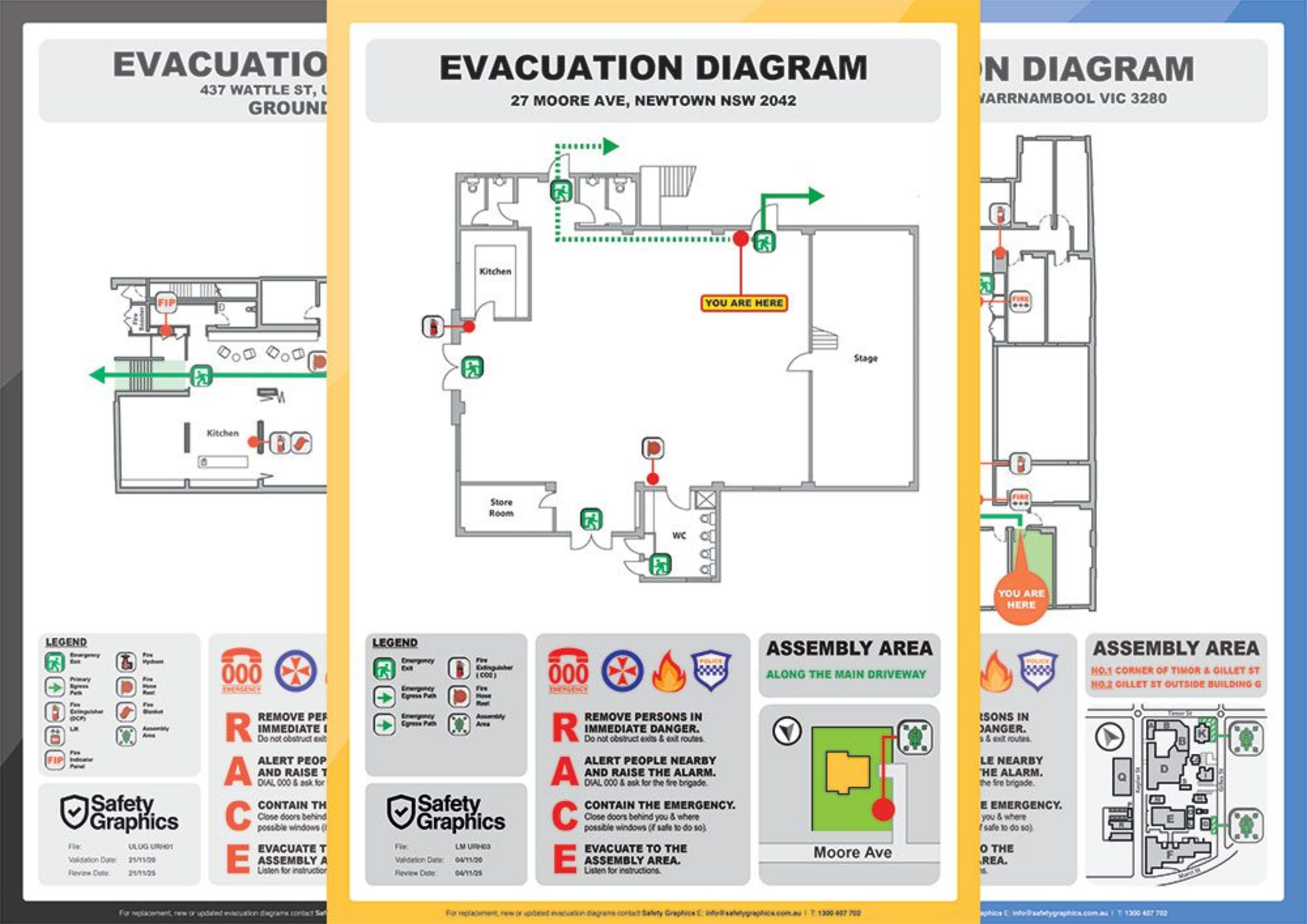 Compliant AS3745-2010 emergency evacuation diagram produced by Safety Compliance Group